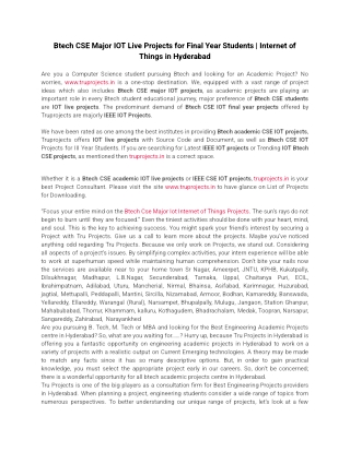 Btech CSE Major IOT Live Projects for Final Year Students _ Internet of Things in Hyderabad