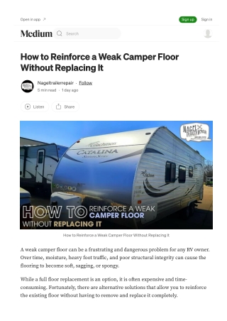 Mobile Camper Repair Michigan Tips to Reinforce Camper Floors