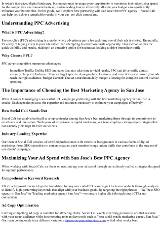 Maximizing Your Ad Spend with San Jose's Best PPC Agency