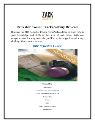 Rrp Refresher Course | Zackacademy.com