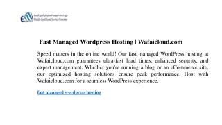 Fast Managed Wordpress Hosting Wafaicloud.com