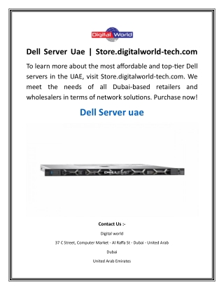 Dell Server Uae  Store.digitalworld-tech.com