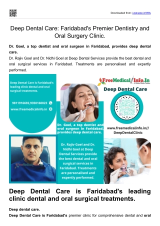 Deep Dental Care Faridabad's Premier Dentistry and Oral Surgery Clinic.