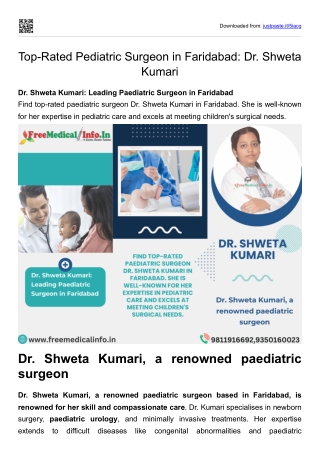 Top-Rated Pediatric Surgeon in Faridabad Dr. Shweta Kumari