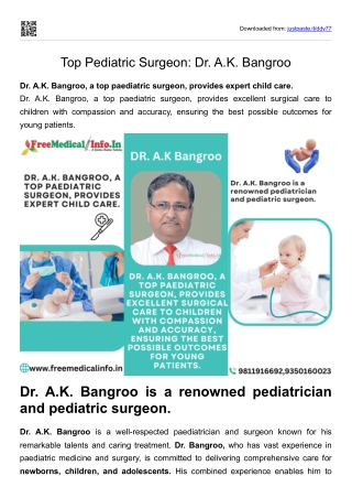Top Pediatric Surgeon Dr. A.K. Bangroo