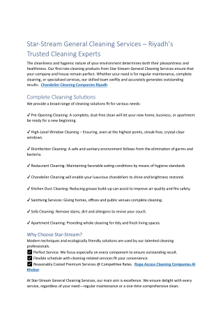 General Cleaning Services Riyadh