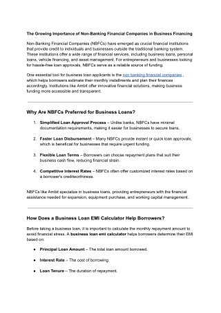 The Growing Importance of Non-Banking Financial Companies in Business Financing