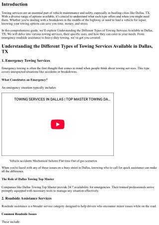 Understanding the Different Types of Towing Services Available in Dallas, TX