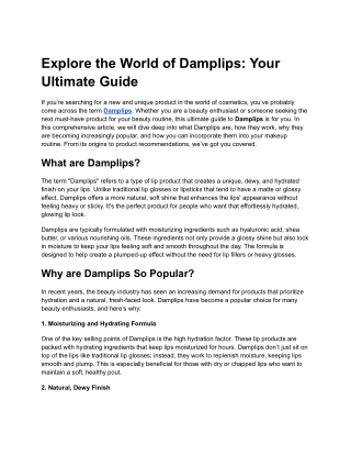 Explore the World of Damplips_ Your Ultimate Guide