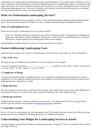 “Understanding the Costs Involved with Professional Landscaping Services”