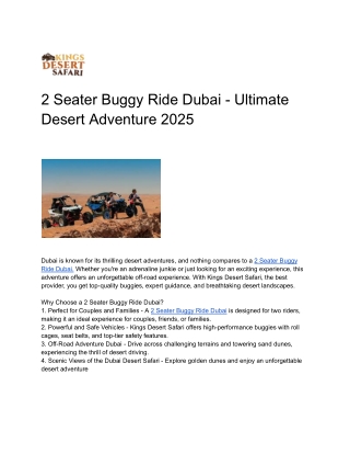 2 Seater Buggy Ride Dubai – Ultimate Desert Adventure 2025