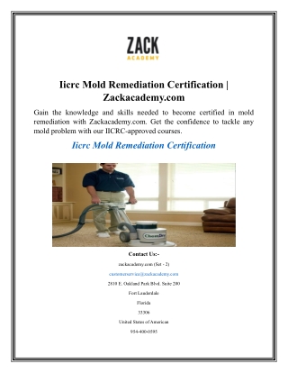 Iicrc Mold Remediation Certification  Zackacademy.com