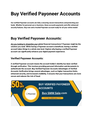 Best Top 10 Place To Buy Verified Payoneer accounts
