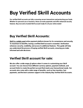 Buy Verified Skrill Account Best Quality