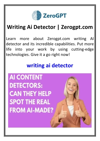 Writing Ai Detector  Zerogpt.com