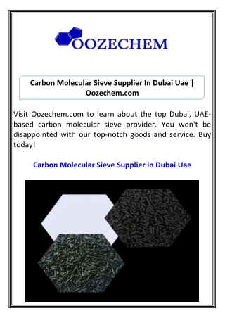 Carbon Molecular Sieve Supplier In Dubai Uae Oozechem.com