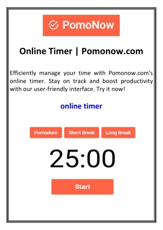 Online Timer Pomonow.com