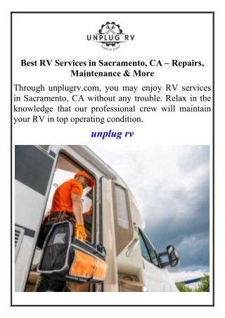 Best RV Services in Sacramento, CA Repairs, Maintenance & More