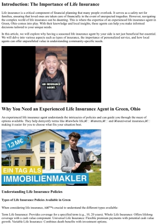 Why You Need an Experienced Life Insurance Agent in Green, Ohio