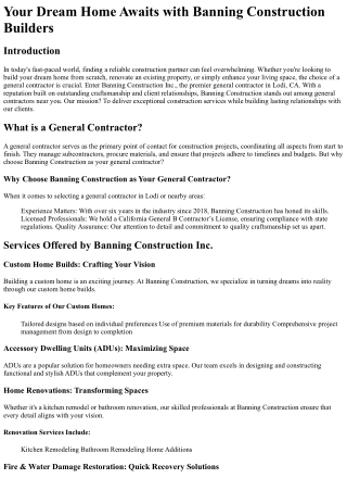 Your Dream Home Awaits with Banning Construction Builders