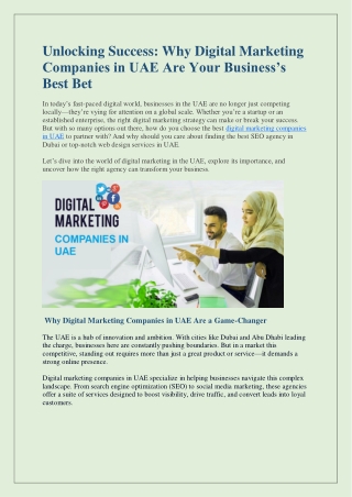 Why Digital Marketing Companies in UAE Are Your Business’s Best Bet