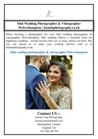 Sikh Wedding Photographer & Videographer Wolverhampton | Jasminphotography.co.uk