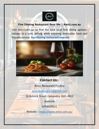 fine dinning restaurant near me amici com au