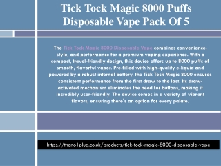 Tick Tock Magic 8000 Puffs Disposable Vape (box of 5)