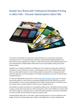 elevate your brand with professional pamphlet