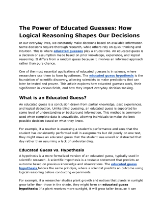 The Power of Educated Guesses_ How Logical Reasoning Shapes Our Decisions