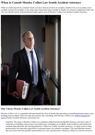 when to consult moseley collins law seattle