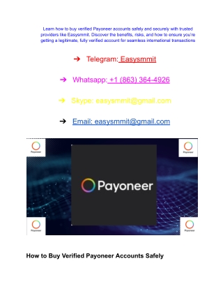 Top 17 Sites To Buy Verified Payoneer Account In This Year