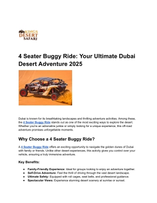 4 Seater Buggy Ride: Your Ultimate Dubai Desert Adventure 2025