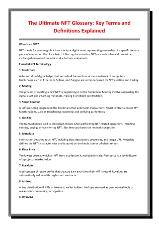 The Ultimate NFT Glossary Key Terms and Definitions Explained
