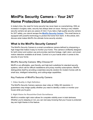 minipix security camera your 24 7 home protection