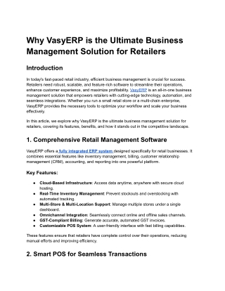 why vasyerp is the ultimate business management