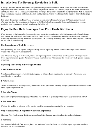 introduction the beverage revolution in bulk