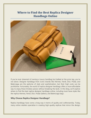 Where to Find the Best Replica Designer Handbags Online