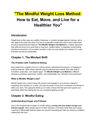 the mindful weight loss method how to eat move