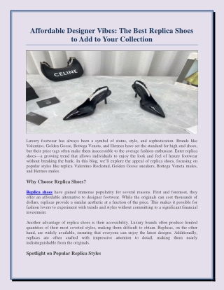 Affordable Designer Vibes The Best Replica Shoes to Add to Your Collection
