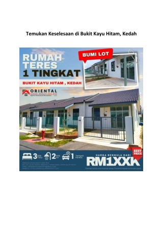 Temukan Keselesaan di Bukit Kayu Hitam, Kedah