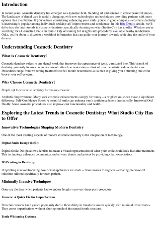 Exploring the Latest Trends in Cosmetic Dentistry: What Studio City Has to Offer