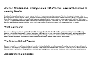 silence tinnitus and hearing issues with zeneara