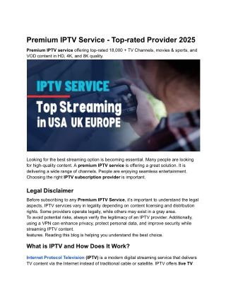 Premium IPTV Service - Top-rated Provider 2025