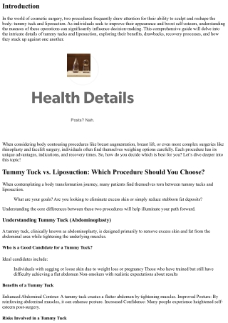 Tummy Tuck vs. Liposuction: Which Procedure Should You Choose?
