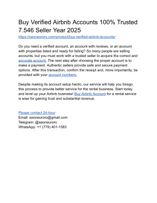 Buy Verified Airbnb Accounts 100% Trusted 7.546 Seller Year 2025
