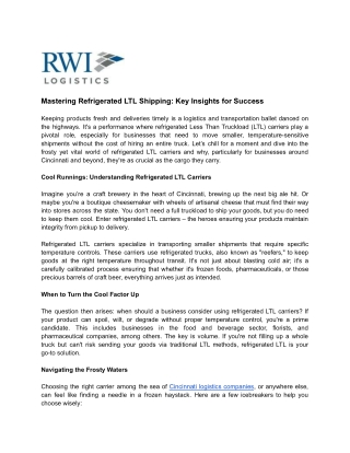 Mastering Refrigerated LTL Shipping_ Key Insights for Success - www.rwilogistics.com