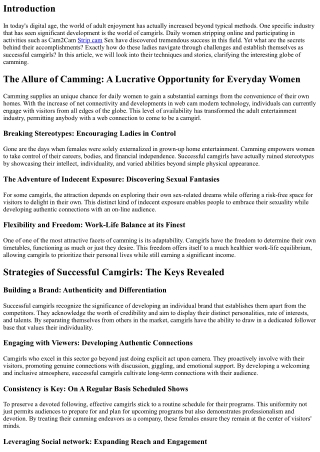 The Secrets Behind Successful Camgirls: Unveiling their Strategies and Stories