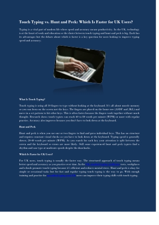 touch typing vs hunt and peck which is faster