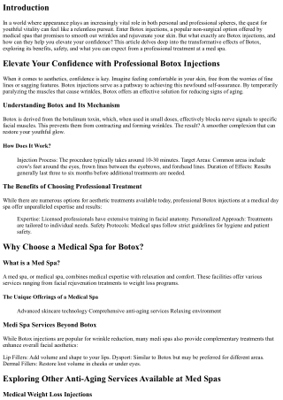 Elevate Your Confidence with Professional Botox Injections